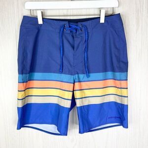 Patagonia Men's Superior Blue Santa Cruz Stripe Hydropeak Board Shorts Size 29